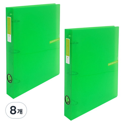 에코청운 투명 칼라칩 3공 D링 바인더 3cm A4, 초록, 8개