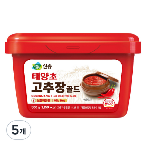 신송 태양초 고추장 골드, 500g, 5개