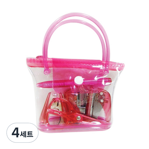 DA MAO 미니문구세트 BAG형 핑크, 4세트