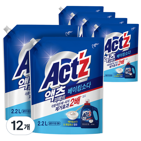 액츠 퍼펙트 베이킹소다 액상세제 리필, 2.2L, 12개