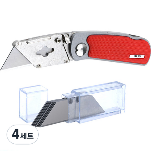 툴스피아 TSP 다용도 나이프 커터칼 + 칼날 10개, 혼합색상, 4세트
