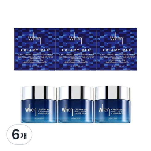 웬 크리미 머드 포어 클라리파잉 앤 미니마이징 워시오프 마스크 30ml, 1개입, 6개