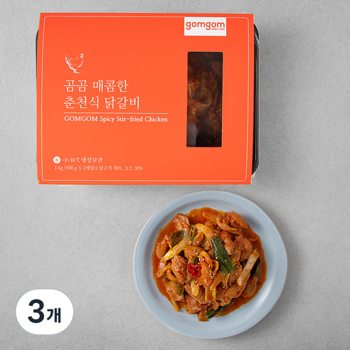 곰곰 매콤한 춘천식 닭갈비 1kg, 3개