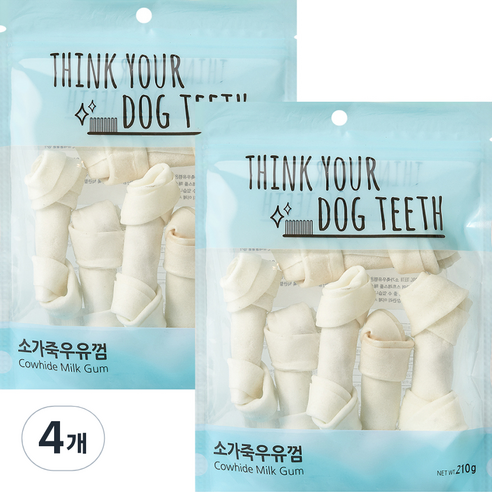 강아지 Think your dog teeth 소가죽우유껌 중형 210g 6p, 소가죽, 4개
