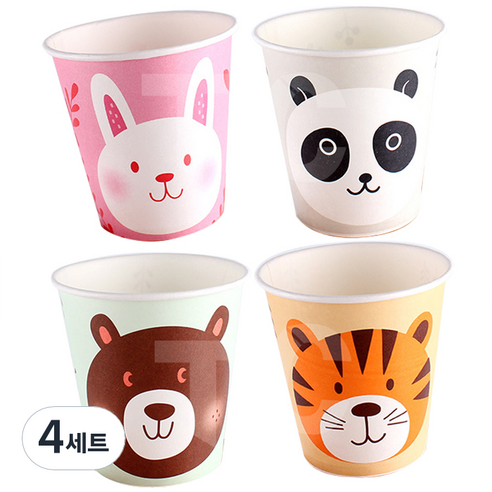 피에이치 애니멀 종이컵 4종 세트 190ml, 40개입, 4세트
