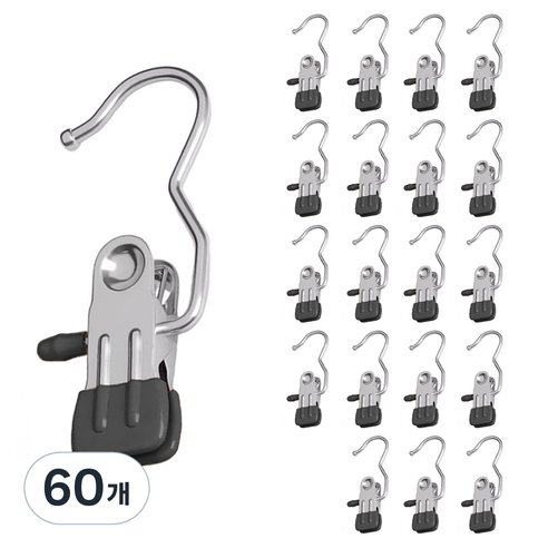 라벤토리 논슬립 외집게 바지걸이, 블랙, 60개