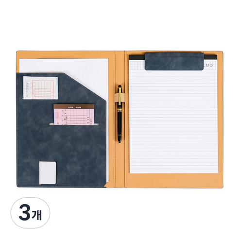 알로데 프리미엄 A4 마그넷 클립보드, TYPE 10 네이비 메모지포함, 3개