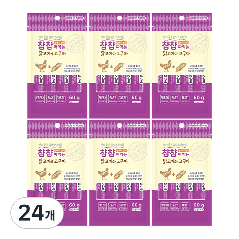 강아지 챱챱 짜먹는 습식간식, 닭고기 + 고구마 혼합맛, 60g, 24개