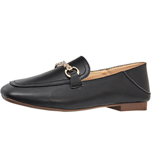 클믹 여성용 큐빅장식 가죽 로퍼 2cm