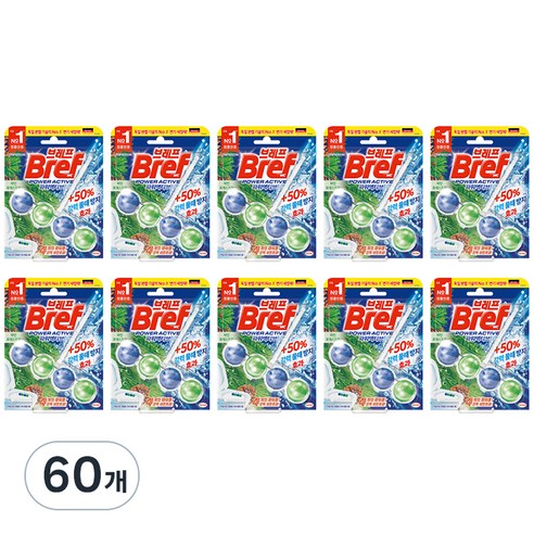 브레프 파워액티브 변기세정제 파인 포레스트향, 50g, 60개