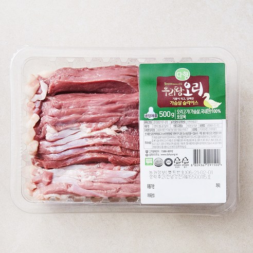 다향오리 무항생제 인증 우리땅 오리 가슴살 슬라이스 (냉장), 500g, 1개