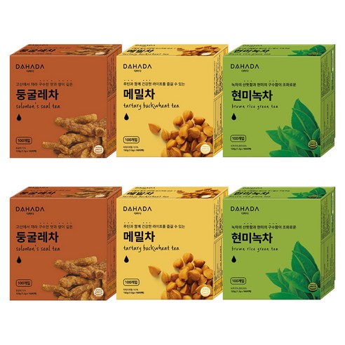 다하다 현미녹차 둥굴레차 메밀차 3종 300티백 세트, 2세트