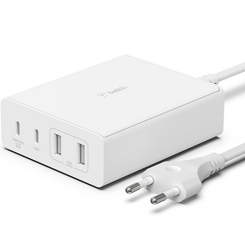 벨킨 부스트업 프로 108W 멀티 4포트 USB C PD GaN 고속 충전기 WCH010kr, 화이트, 1개