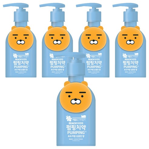 리치 카카오프렌즈 키즈 펌핑치약 블루, 160g, 5개