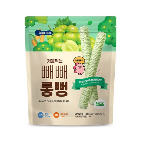 베베쿡 처음먹는 빼빼롱뻥 30g, 1개, 청포도