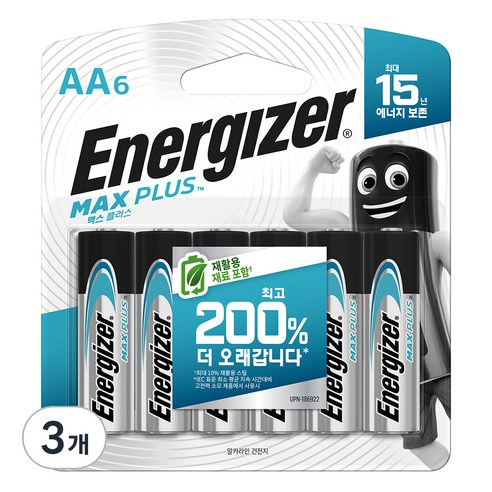 에너자이저 맥스플러스 AA건전지, 6개입, 3개