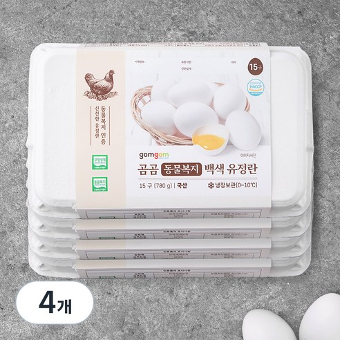 곰곰 동물복지 백색유정란 15구, 4개