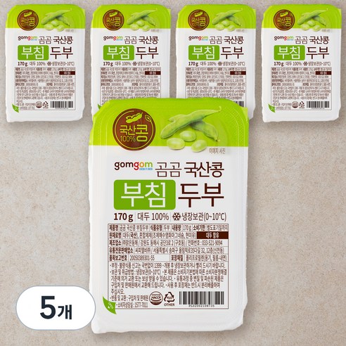 곰곰 국산콩 부침두부, 170g, 5개