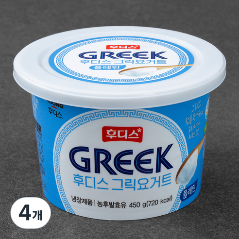 후디스 그릭요거트 플레인, 450g, 4개