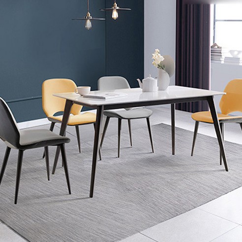 잉글랜더 야누스 양면 통세라믹 4인용 식탁 + 의자 4p 세트 방문설치, 그레이(식탁), 그레이,옐로우(의자)
