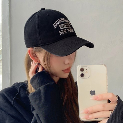 미니두 남녀공용 브루클린 심플 자수 볼캡 모자