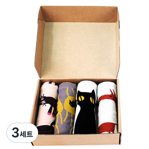 퓨어썬데이 북유럽풍 일러스트 주방타올 선물세트, TYPE C, 3세트