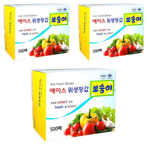 에이스 뽀송이 위생장갑, 500개입, 3개