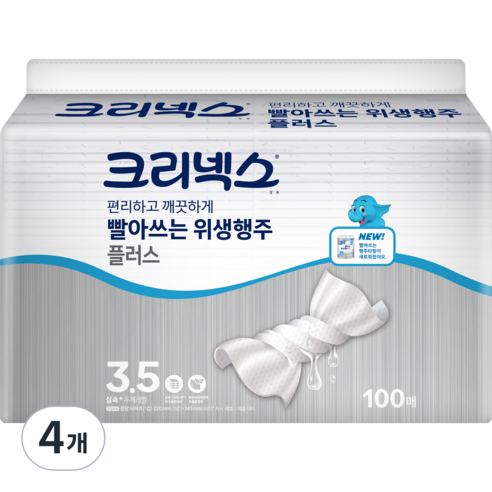 크리넥스 빨아쓰는 위생행주 플러스, 100개입, 4개