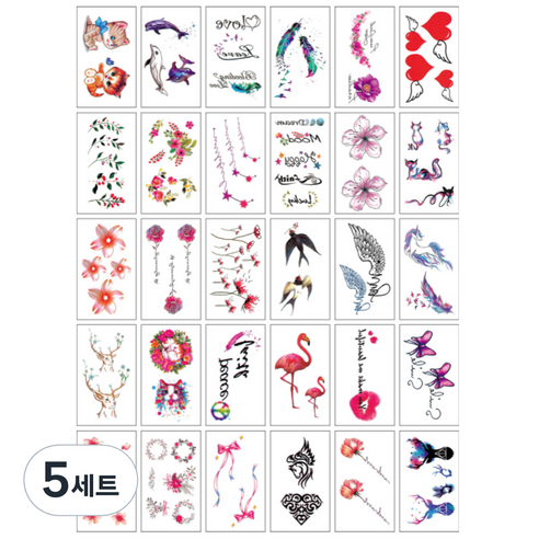 달모아 타투 스티커 30종 세트, S, 5세트