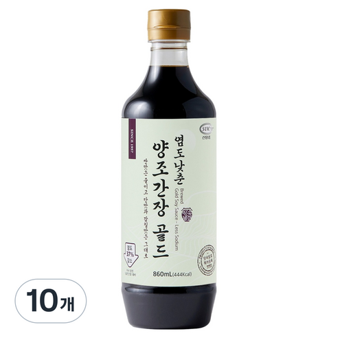 신앙촌 염도낮춘 양조간장 골드, 10개, 860ml