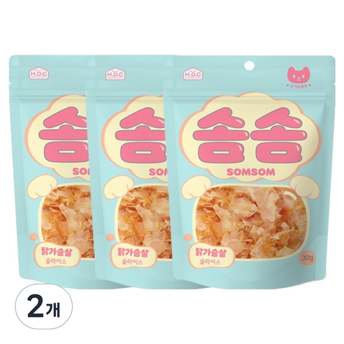 솜솜 반려동물 닭가슴살 슬라이스 간식 3p, 2개, 90g, 닭