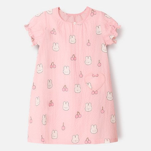 유니프랜드 여아용 냉감 통기성 체리래빗 요루지 원피스 잠옷