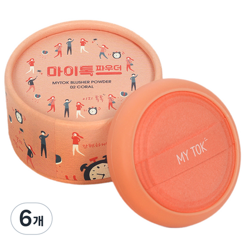 마이톡 블러셔 파우더 4g, 02 코랄, 6개