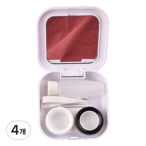 헬씨닷 깔끔 사각 칼라 렌즈통, 화이트, 4개