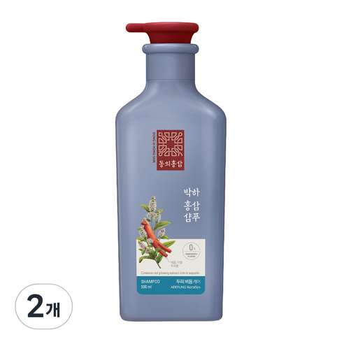 동의홍삼 비듬 케어 홍삼샴푸 박하향, 2개, 500ml