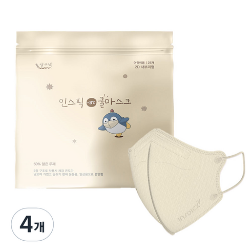 폴메이드 인스픽 -3°C 쿨 마스크, 25개입, 4개, 베이지