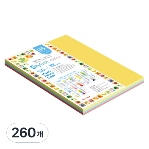 종이문화 스타일리쉬 얇은 혼합색지 120g 12 SN Vivid Tone, B5, 260개
