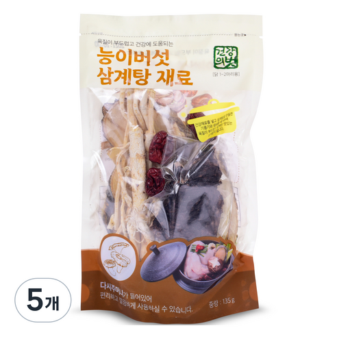 건강의벗 능이버섯 삼계탕 재료, 135g, 5개
