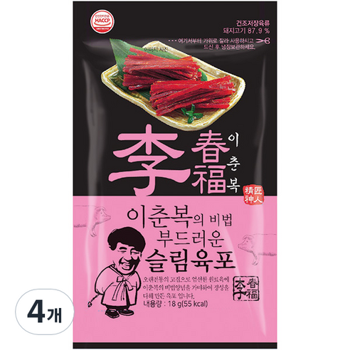 이춘복의 비법 부드러운 슬림육포, 18g, 4개