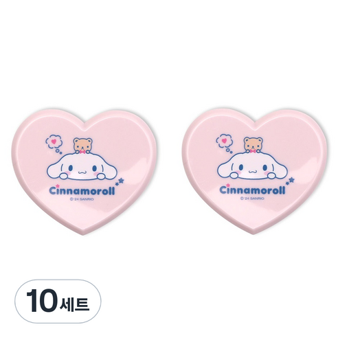 케이제이잡화점 하트 빗 + 거울 세트, 시나모롤 핑크, 10세트