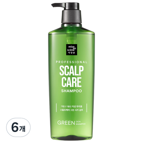 미쟝센 스칼프케어 그린 시카 샴푸 그린 플로럴향, 680ml, 6개