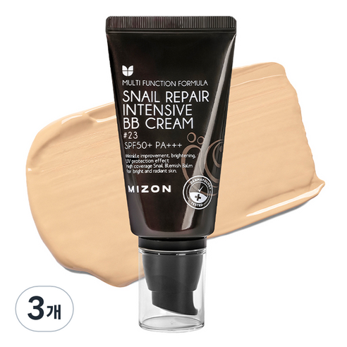 미즈온 스네일 리페어 인텐시브 비비 BB크림 SPF50+ PA+++, 23호 내츄럴 베이지, 3개