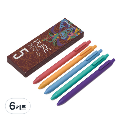 카코 퓨어 에디션 빈티지 젤펜 Ver 3 5종 세트 0.5mm, 혼합색상, 6세트