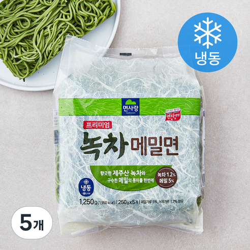 면사랑 프리미엄 녹차 메밀면 (냉동), 1.25kg, 5개