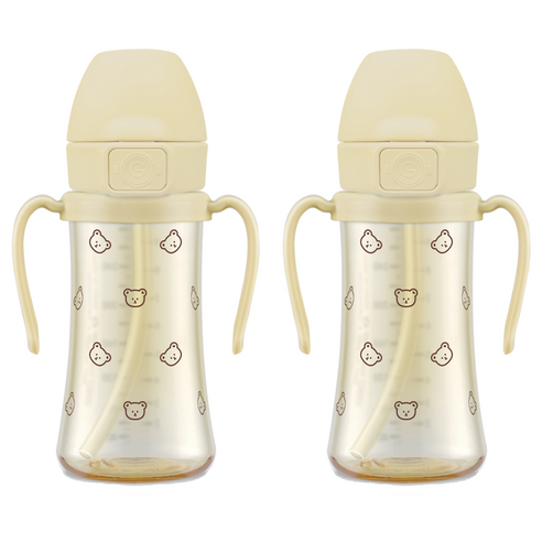 그로미미 PPSU 유아용 빨대컵 300ml, 2개, 돗꼼버터
