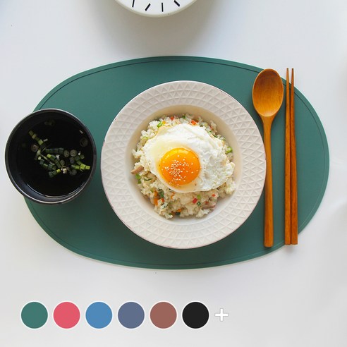 에이드엘 에그 실리콘 테이블매트, 카키, 가로 430mm x 세로 290mm