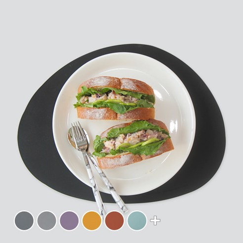 에이드엘 페블 실리콘 테이블매트 2p, 블랙, 가로 350mm x 세로 270mm x 두께 1.2mm, 2개