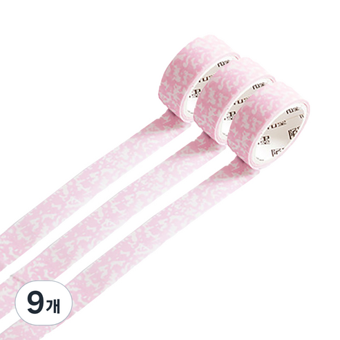 마켓A 감성 잉크 마스킹테이프 15mm x 3m, 핑크, 9개