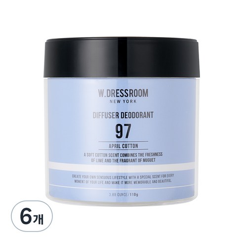 더블유드레스룸 디퓨저 탈취제 No.97 에이프릴 코튼, 110g, 6개