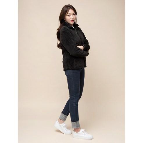 폴리에스터 소재로 제작된 캐럿 여성용 모크넥 플리스 자켓